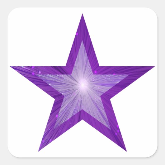 Paarse Star-sticker, wit Vierkante Sticker (Voorkant)