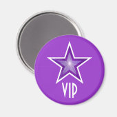 Paarse Star 'VIP'-koelkast magneet rond paars (Voorkant / Achterkant)