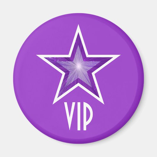 Paarse Star 'VIP'-koelkast magneet rond paars (Voorkant)