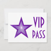 Paarse Star 'VIP PASS'-uitnodiging, horizontaal wi Kaart (Voorkant)