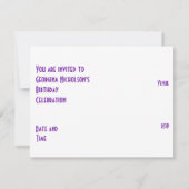 Paarse Star 'VIP PASS'-uitnodiging, horizontaal wi Kaart (Achterkant)