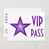 Paarse Star 'VIP PASS'-uitnodiging, horizontaal wi Kaart (Voorkant / Achterkant)