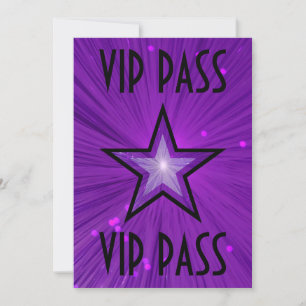 Paarse Star 'VIP PASS'-uitnodiging zwart Kaart