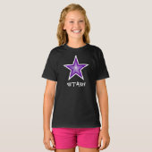 Paarse Star White 'STAR!' meisje t-shirt zwart (Voorkant volledig)