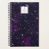 Paarse Starry Sky Galaxy | Monogrammed Planner (Voorkant)