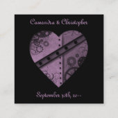 Paarse steampunk bruiloft gasten reserveringen inf informatiekaartje (Achterkant)