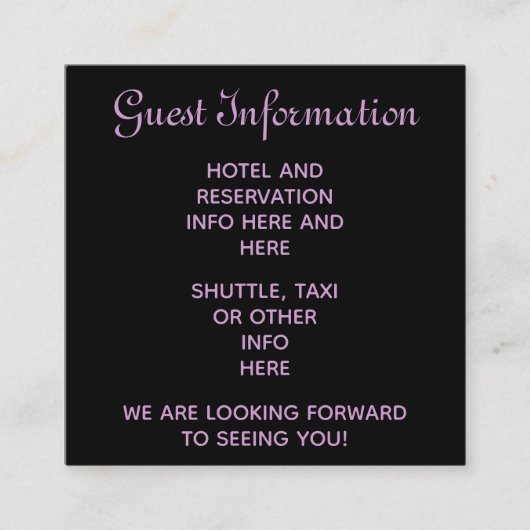 Paarse steampunk bruiloft gasten reserveringen inf informatiekaartje (Voorkant)