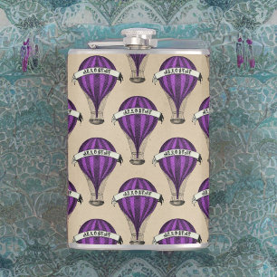 Paarse Steampunk-luchtschepen Heupfles