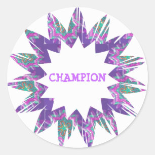 PAARSE Ster: KAMPIOEN Script Ronde Sticker