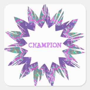 PAARSE Ster: KAMPIOEN Script Vierkante Sticker