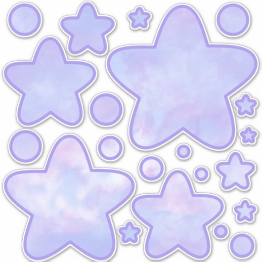 Paarse ster sticker met pastelkleuren (Voorkant)