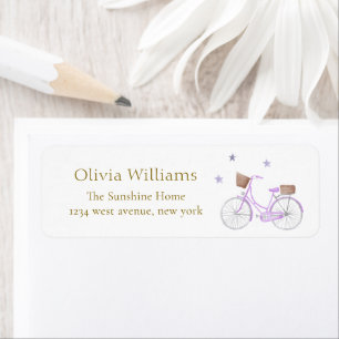 Paarse sterren Fiets Baby shower Retouradres Etiket
