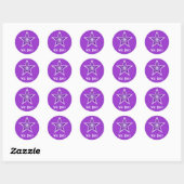 Paarse sterren: "Goed gedaan", ronde sticker paars (Vel)