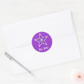 Paarse sterren: "Goed gedaan", ronde sticker paars (Envelop)