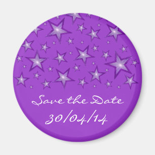Paarse sterren "Save the Date" koelkast magneet pa