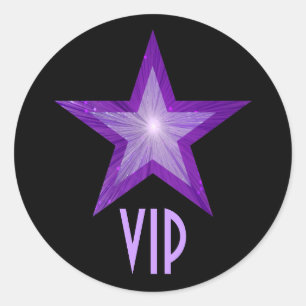 Paarse sterren VIP-ronde sticker zwart