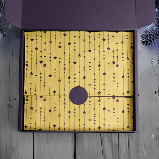 Paarse sterren Yellow Pop Art Holiday Tissuepapier