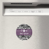 Paarse sterren Zebra Print Sweet 16 Magnet Magneet (Insitu (Vaatwasser))