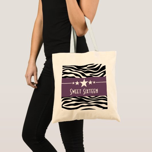 Paarse sterren Zebra Print Sweet 16 tas (Voorkant (product))