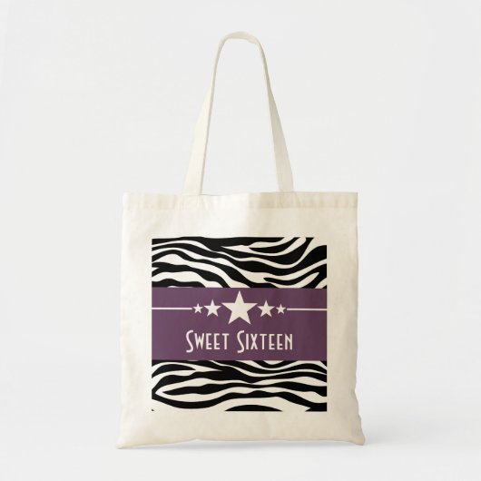 Paarse sterren Zebra Print Sweet 16 tas (Voorkant)