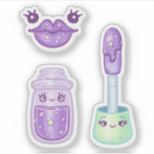 Paarse sterrenlipgloss en lipjes sticker Pack (Voorkant)