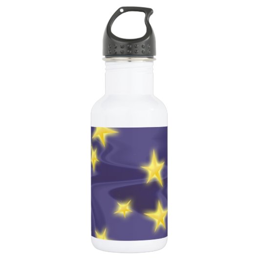 Paarse Sterrennacht; Yellow Stars Pattern Waterfles (Voorkant)