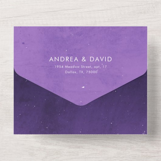 Paarse sterrenstelsel in het universum all in one uitnodiging (Achterkant)