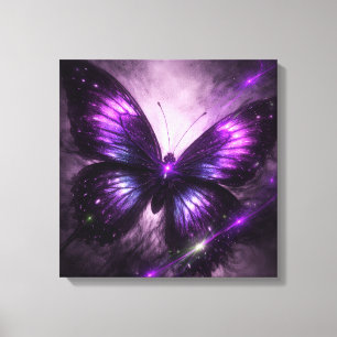 Paarse sterrenstelsel vlinder canvas wandkunst afdruk