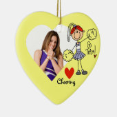 Paarse Stick Figuur Cheerleader Ornament (Rechts)