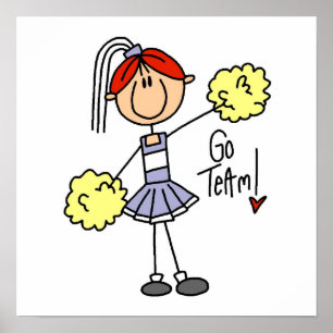 Paarse Stick Figuur Cheerleader t-shirts en cadeau Poster