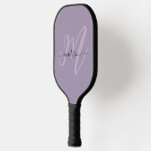 Paarse Stijlvolle Script Monogram en Naam Pickleball Paddle (Links)