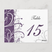 paarse stijlvolle Tafelnummers briefkaarten (Achterkant)