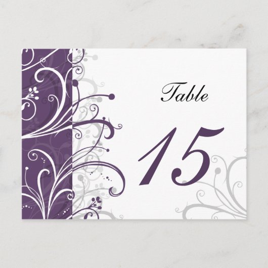 paarse stijlvolle Tafelnummers briefkaarten (Voorkant)