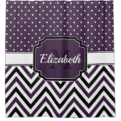 Paarse Stippen en Chevrons Douchegordijn (Voorkant)