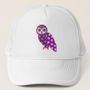 Paarse Stippen Muts van een Cute Uil Trucker Pet
