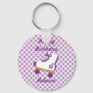 Paarse Stippen Roller Schaats Birthday Sleutelhang Sleutelhanger