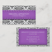 Paarse Stitched Damask Interior Designer Visitekaartje (Voorkant / Achterkant)
