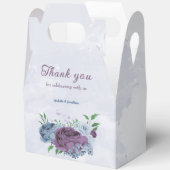 Paarse stoffige blauwe bloemenbruiloft bedankdoosjes (Open)
