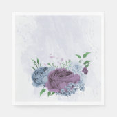 Paarse stoffige blauwe bloemenbruiloft servet (Voorkant)