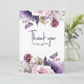 paarse Stoffige Blush Roze Bloemen Bruiloft Bedankkaart