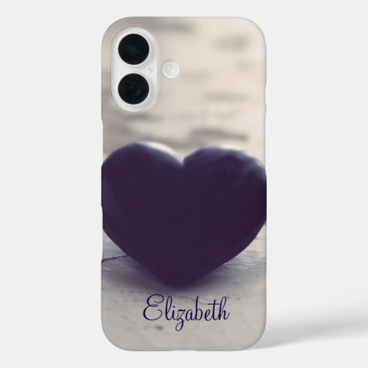 Paarse Stone Heart op natstrand Aangepast Case-Mate iPhone Case (Achterkant)