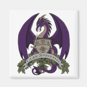 Paarse Stonefire Dragons Crest Magnet Magneet