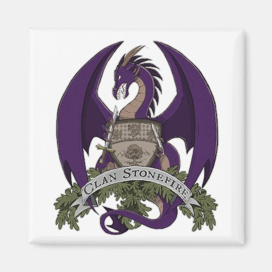 Paarse Stonefire Dragons Crest Magnet Magneet (Voorkant)