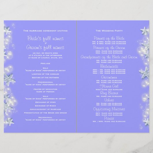 Paarse strandstrandstrandstervis bruiloft (Voorkant)