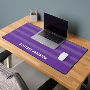 Paarse Streepjespatroon Wit Gepersonaliseerd Bureaumat