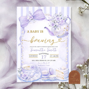 Paarse Strepen Baby is Op Komst Baby Shower Kaart