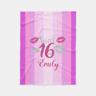 Paarse strepen en lippen fleece deken