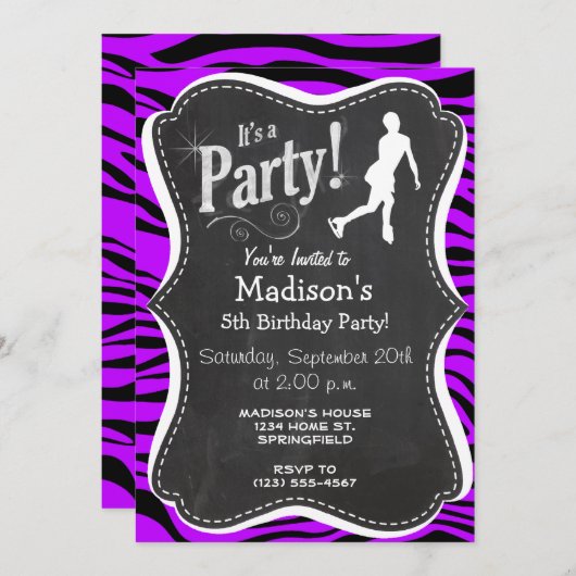 Paarse strepen; kunstschaatsen kaart (Voorkant / Achterkant)