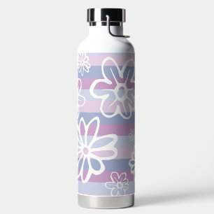 Paarse Strepen met bloemen Waterfles