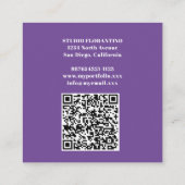 Paarse strepen met QR-code Vierkante Visitekaartje (Achterkant)